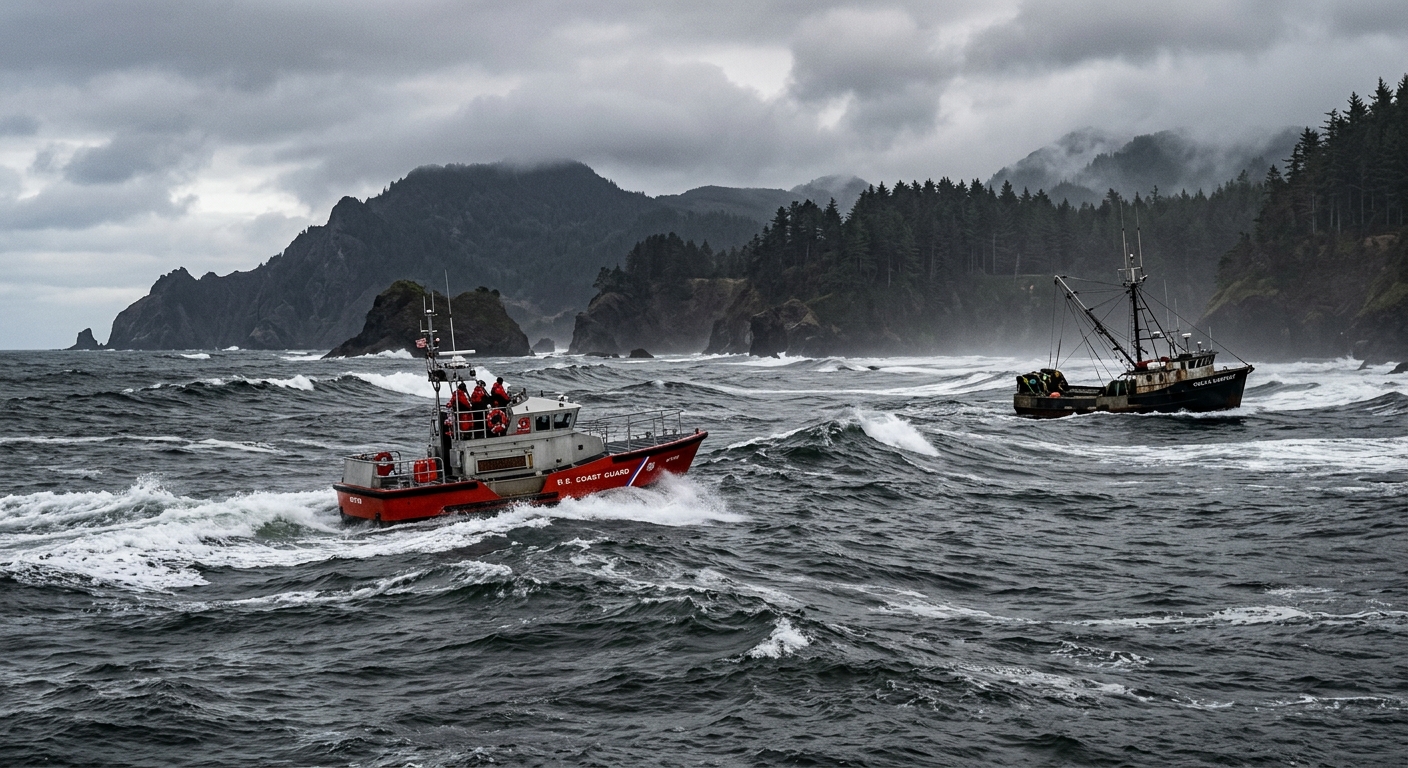 Fishing Vessel Collision Off Oregon Coast Leaves Boat Sunk, Crew Safe After Coast Guard Rescue